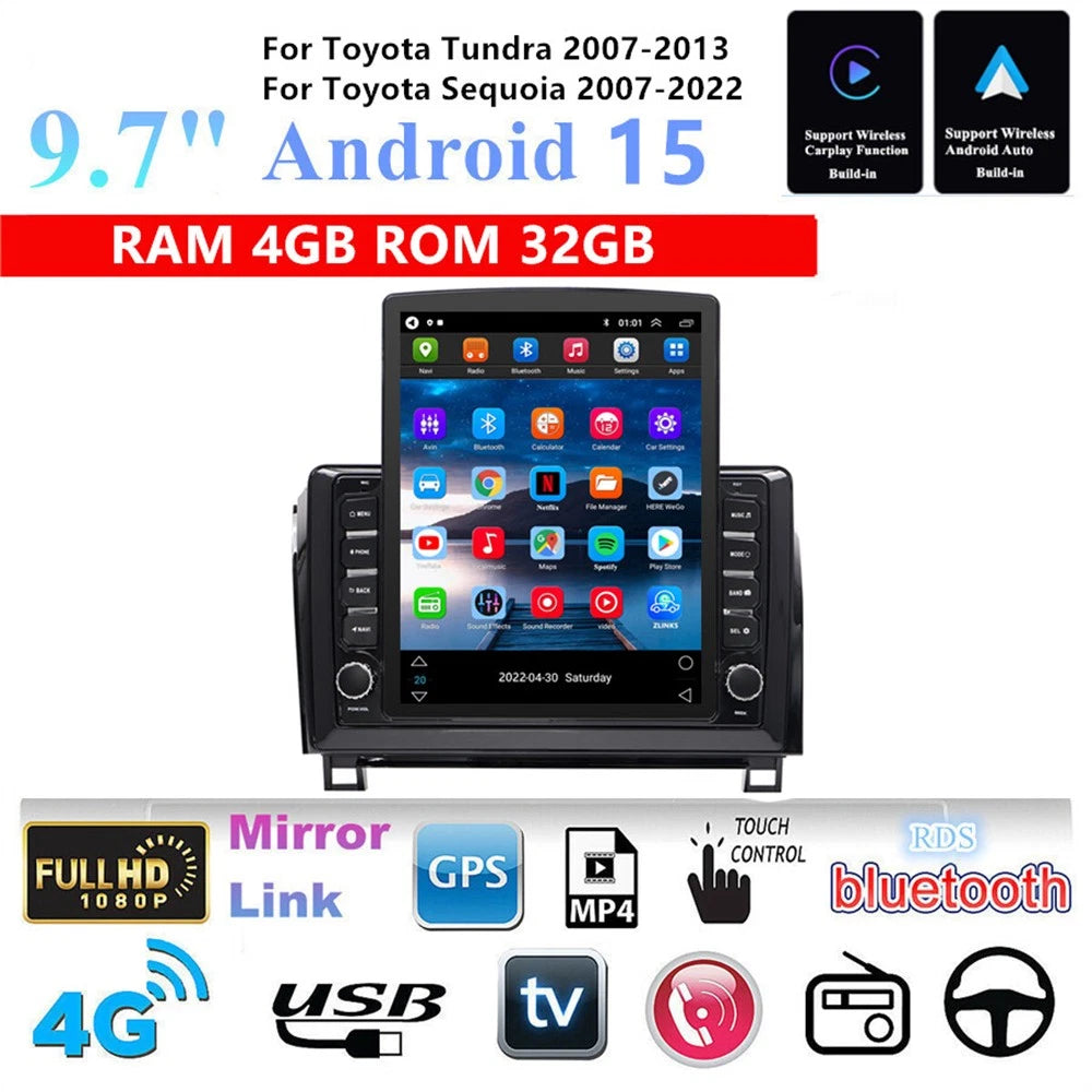 9.7'' Car Stereo GPS Navigation for Toyota Tundra/Sequoia (2007–2013)