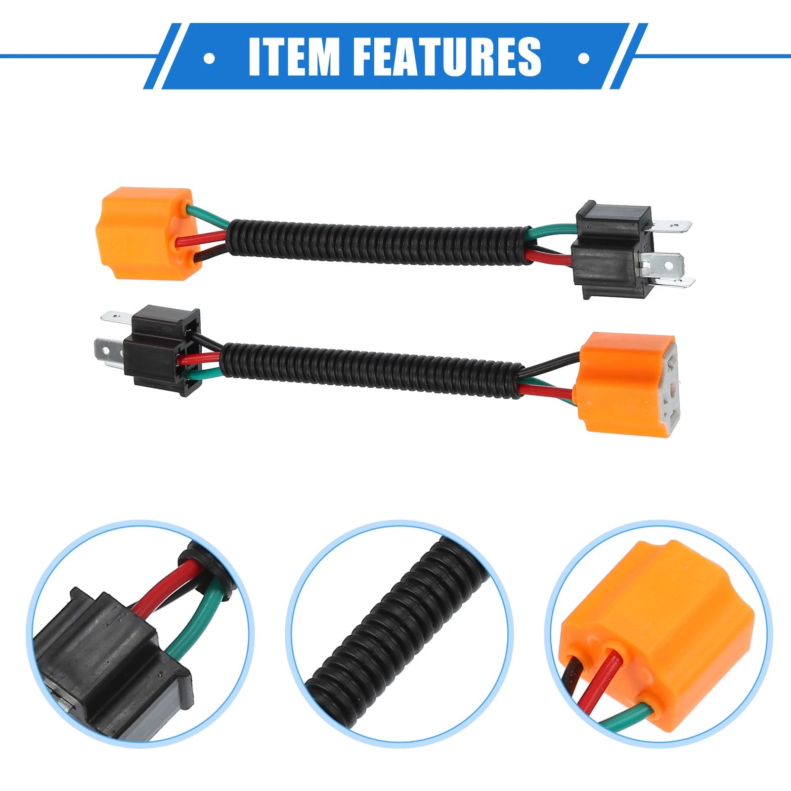 Set of 4 H4 9003 Headlight Socket Adapters for Car