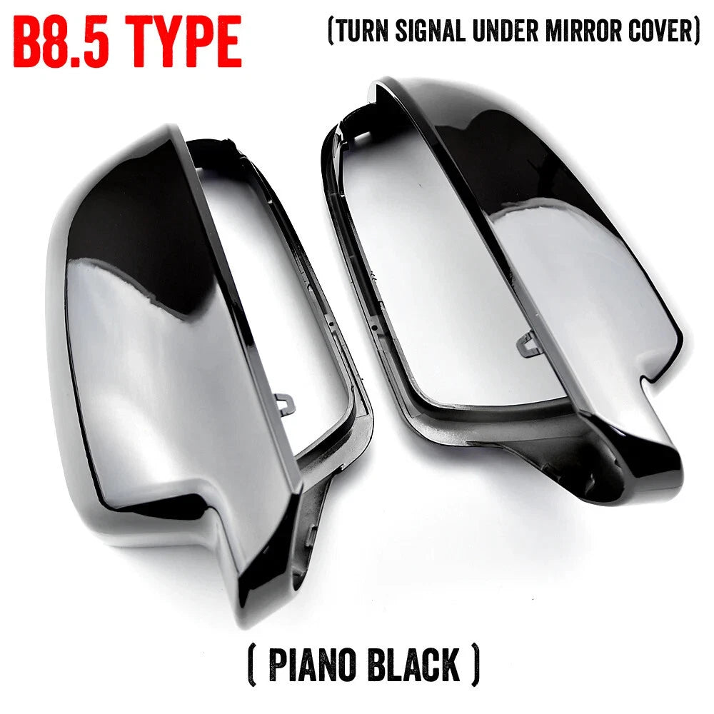 Replacement Mirror Cover Caps for Audi A5/S5 8T (2011–2016) Gloss Black w/ Lane Assist