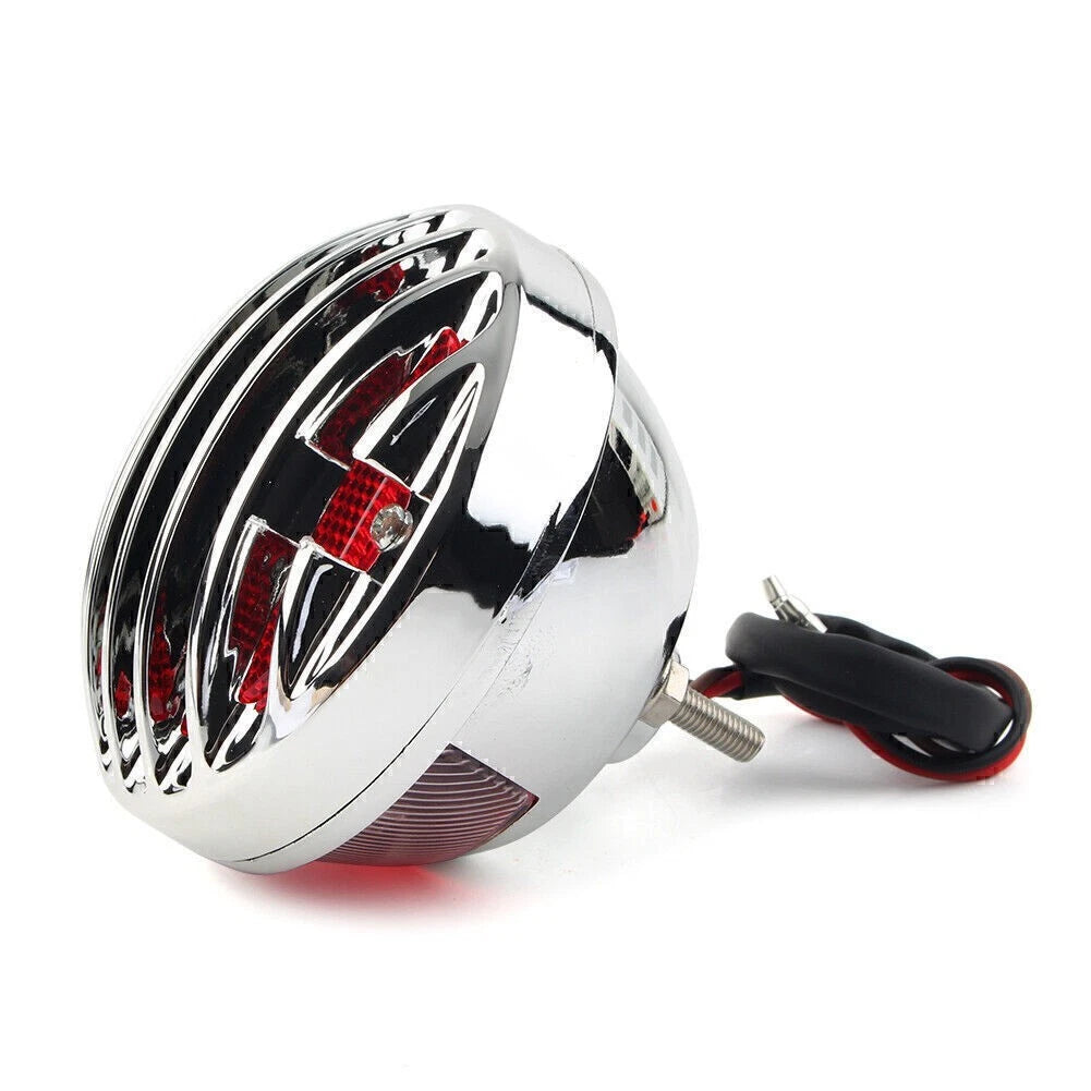 Chrome Tail Brake Light for Harley Bobber (Custom Chopper, Rat)