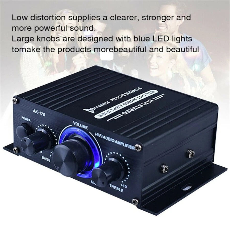 12V 400W Mini HIFI Audio Power Amplifier Home Black Digital Aluminum Alloy AMP