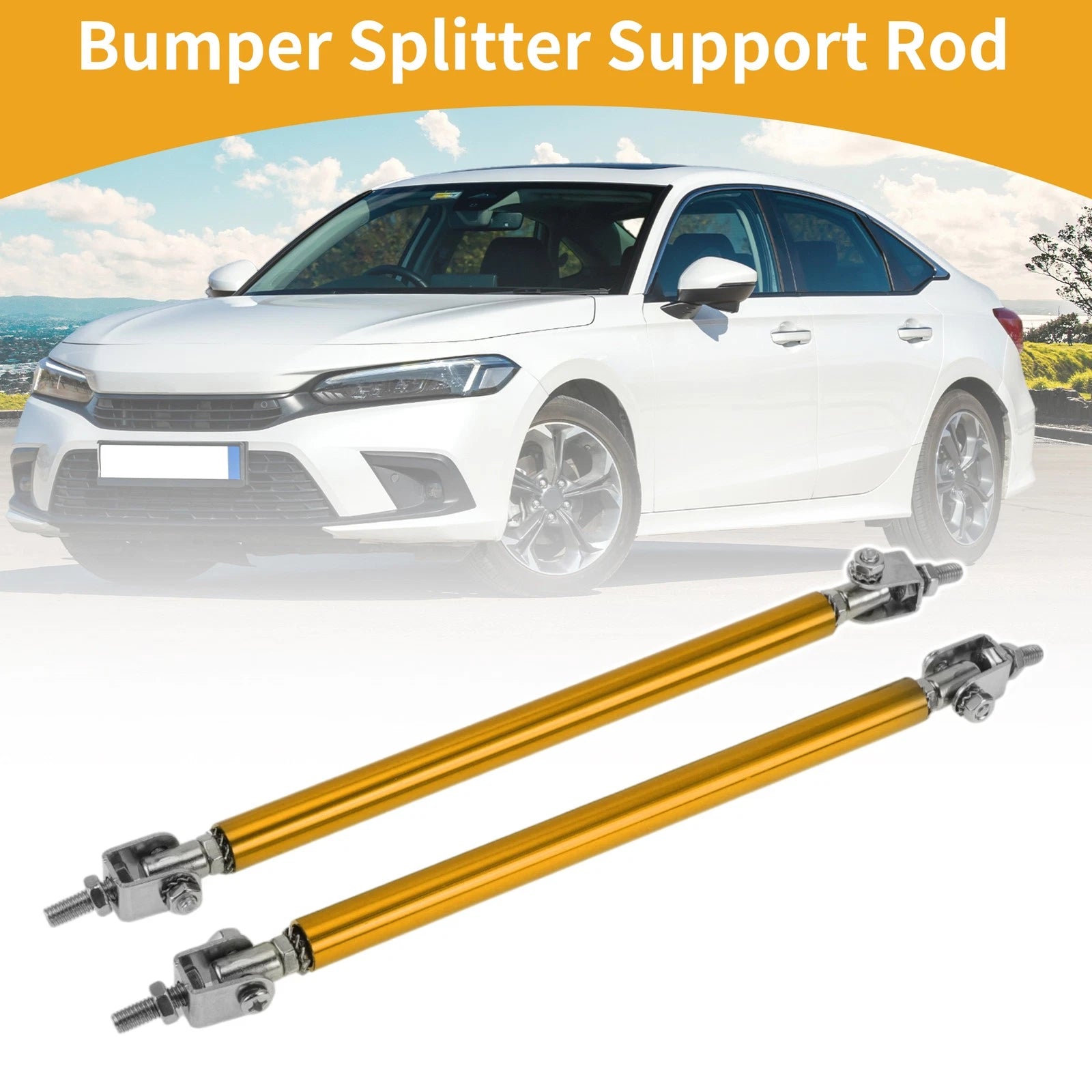2X Adjustable Front Bumper Lip Splitter Strut Rod Tie for Universal Fit
