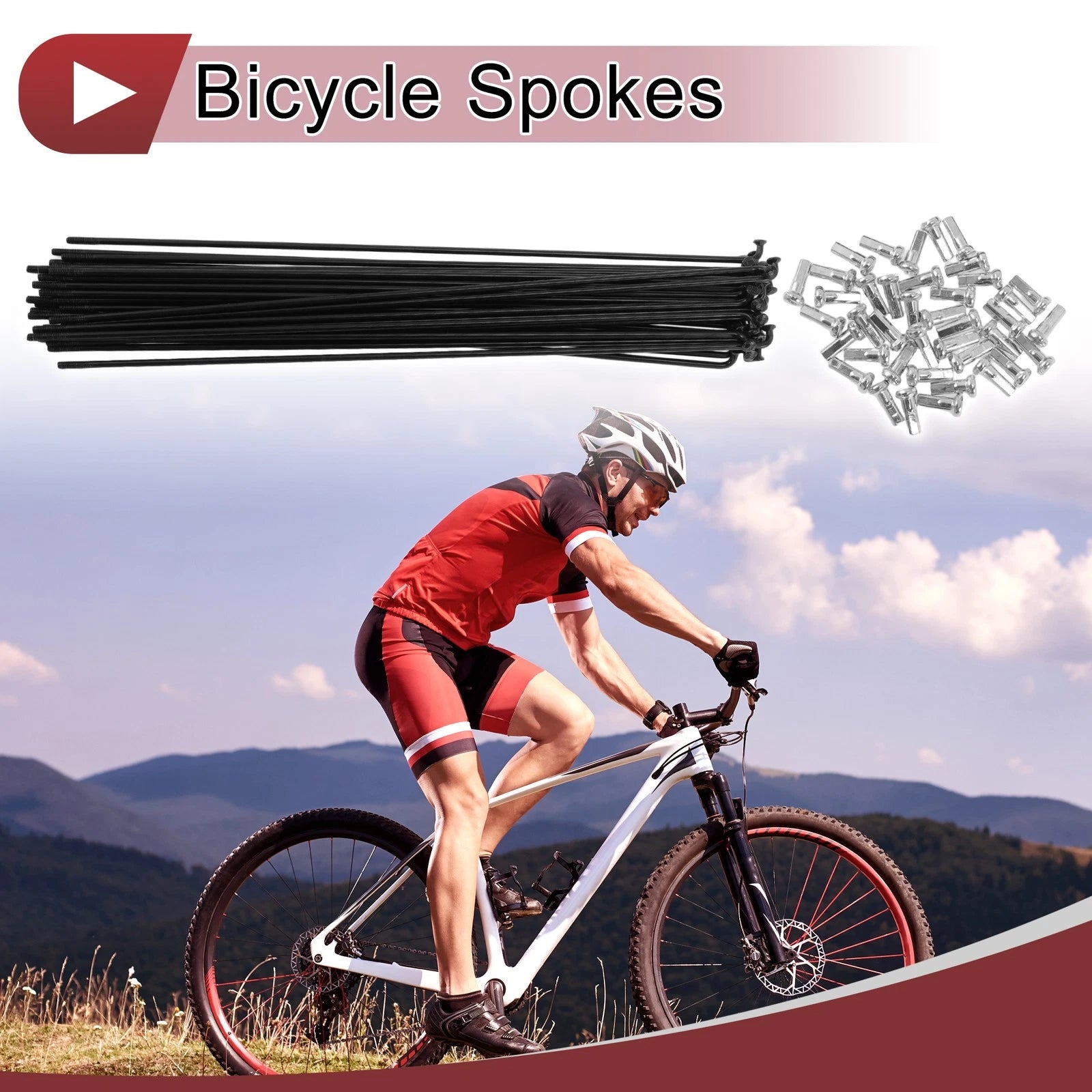 Bicycle Wheel Spokes 38 Pack 192 mm 14G Carbon Steel Black for Universal