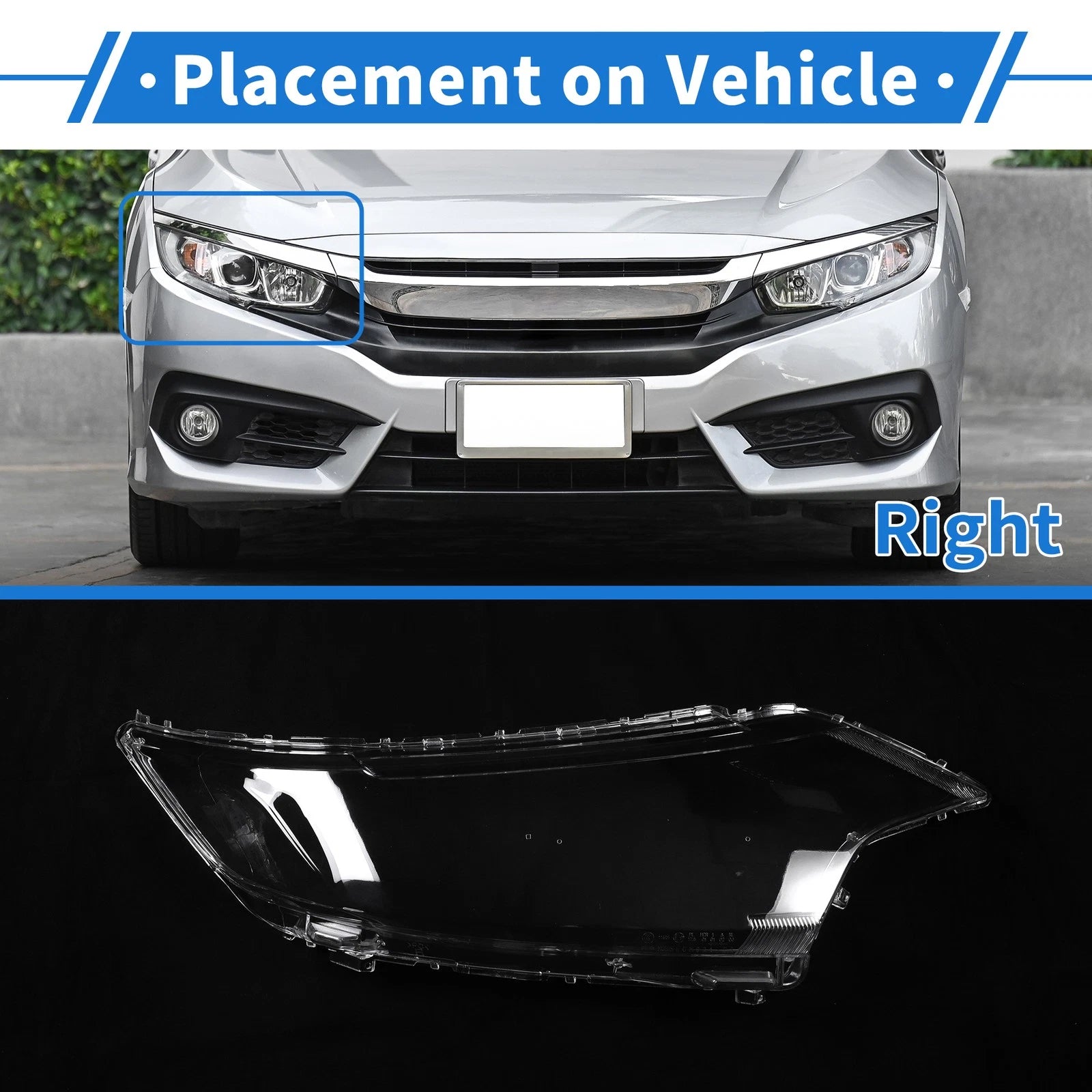 1 Pcs Front Right Headlight Lens Cover Replacement for Mitsubishi Outlander (2016–2021)