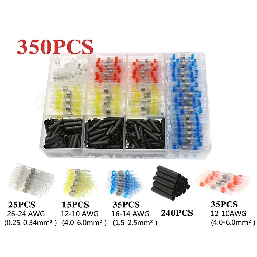 350PCS Waterproof Heat Shrink Solder Butt Wire Connector Kit