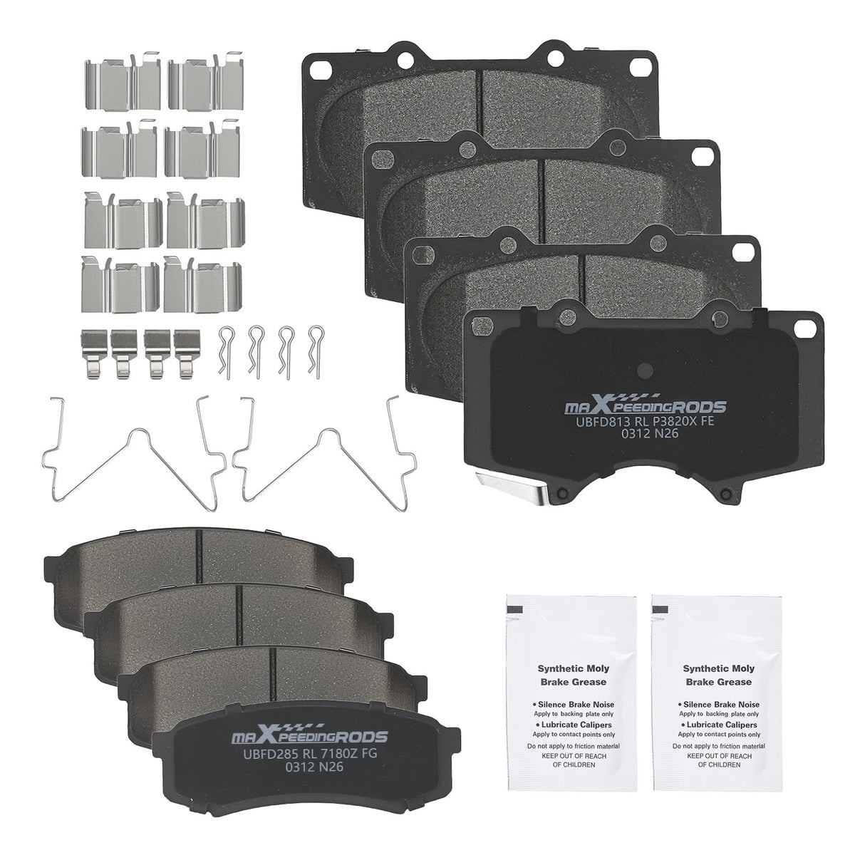 8pcs Ceramic Brake Pads Set for Toyota 4Runner (2003–2024) w/Hardwares