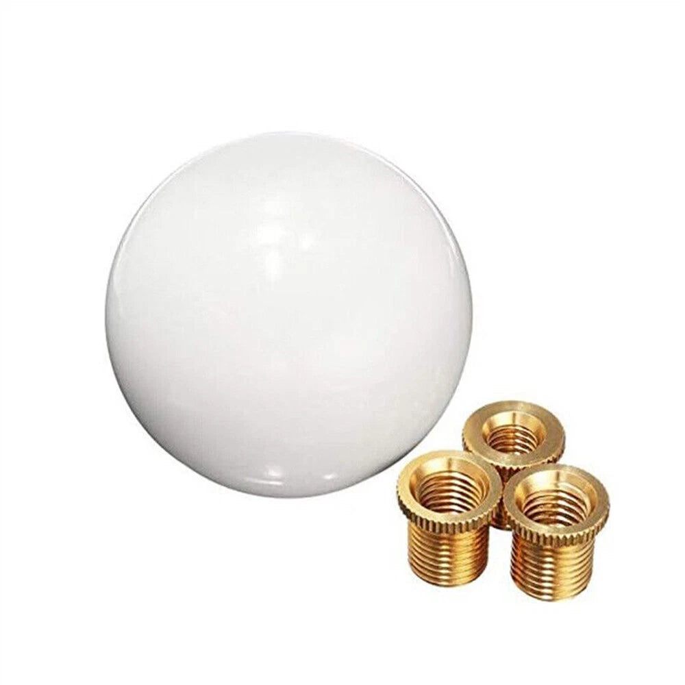 Universal Acrylic White Round Ball Car Manual Gear Shift Knob Head w/ 3 Adapters