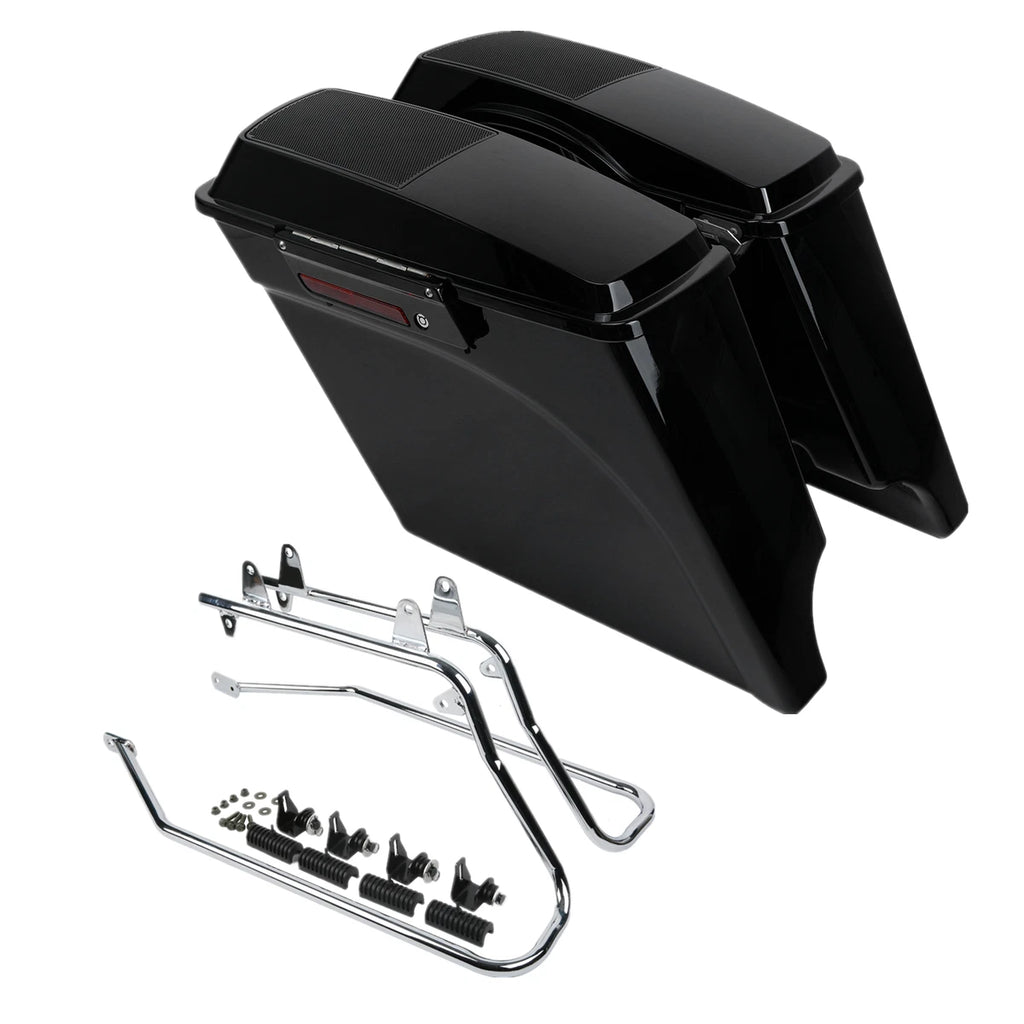 5" Stretched Saddlebag Speaker Lids & Bracket for Harley Softail (1984–2017)