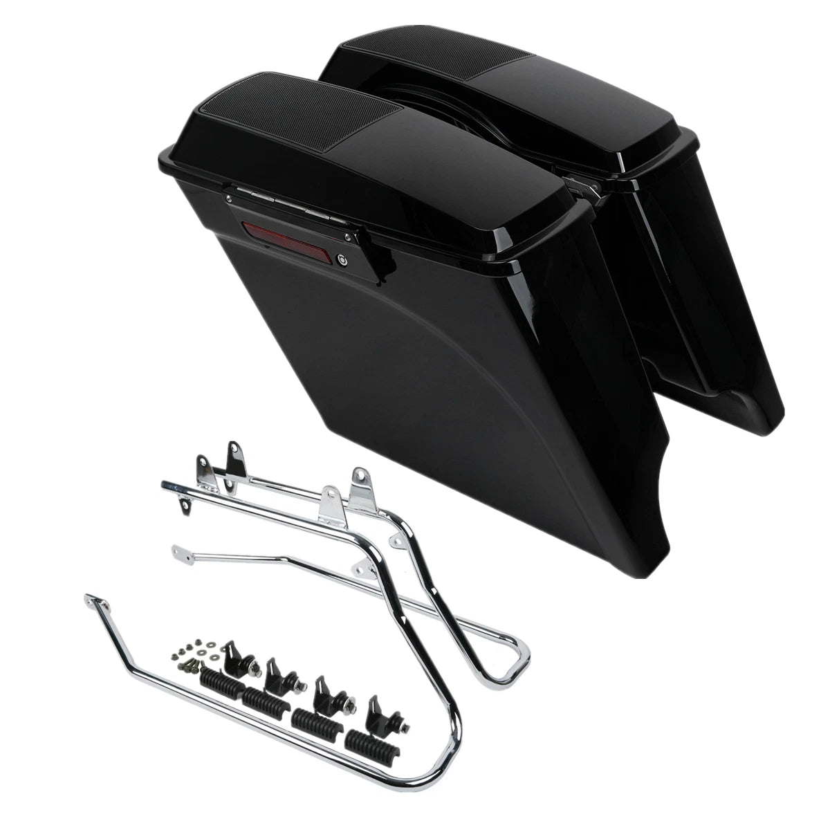 5" Stretched Saddlebag Speaker Lids & Bracket for Harley Softail (1984–2017)