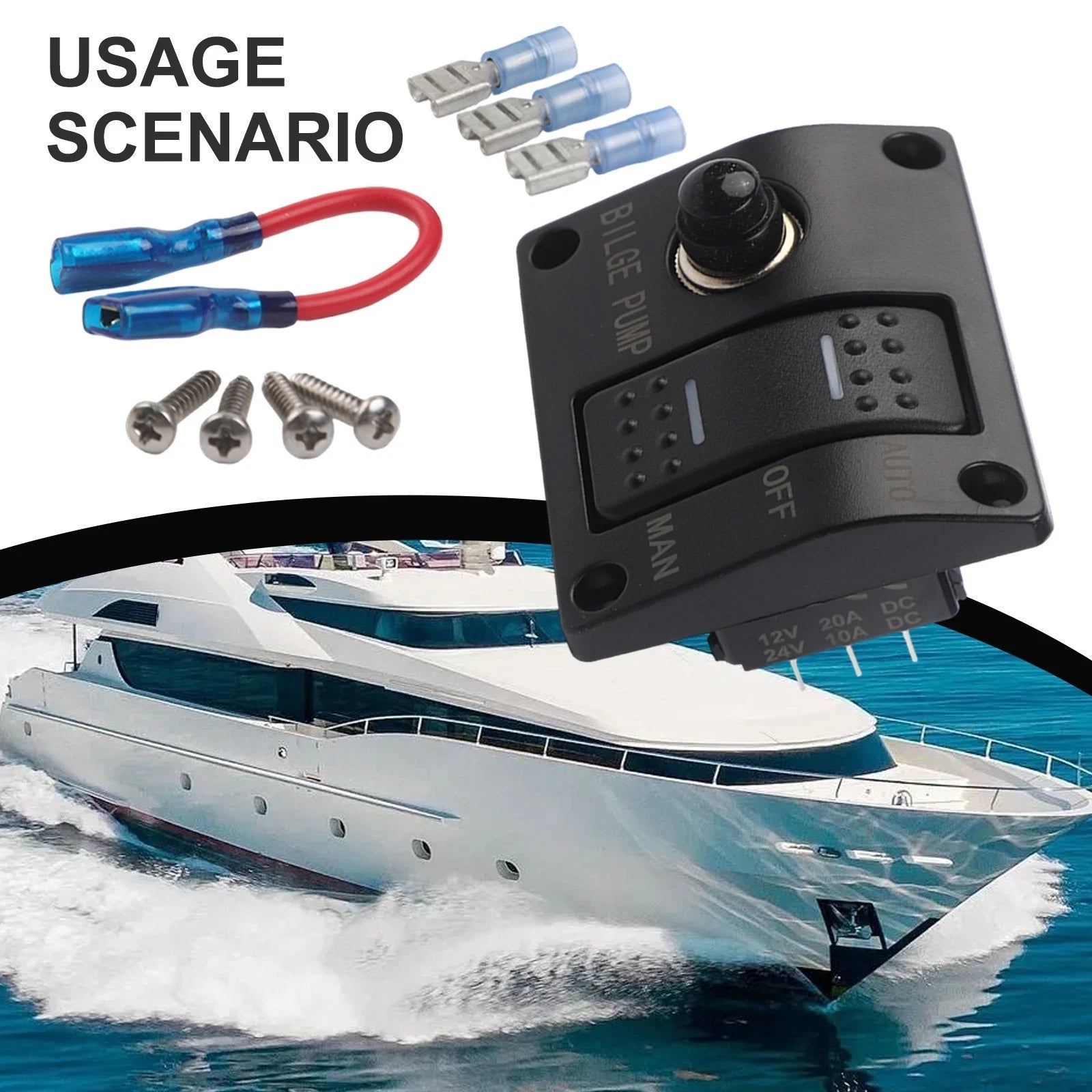 3 Way Bilge Pump Switch Panel for Marine (Automatic, Manual, Off)