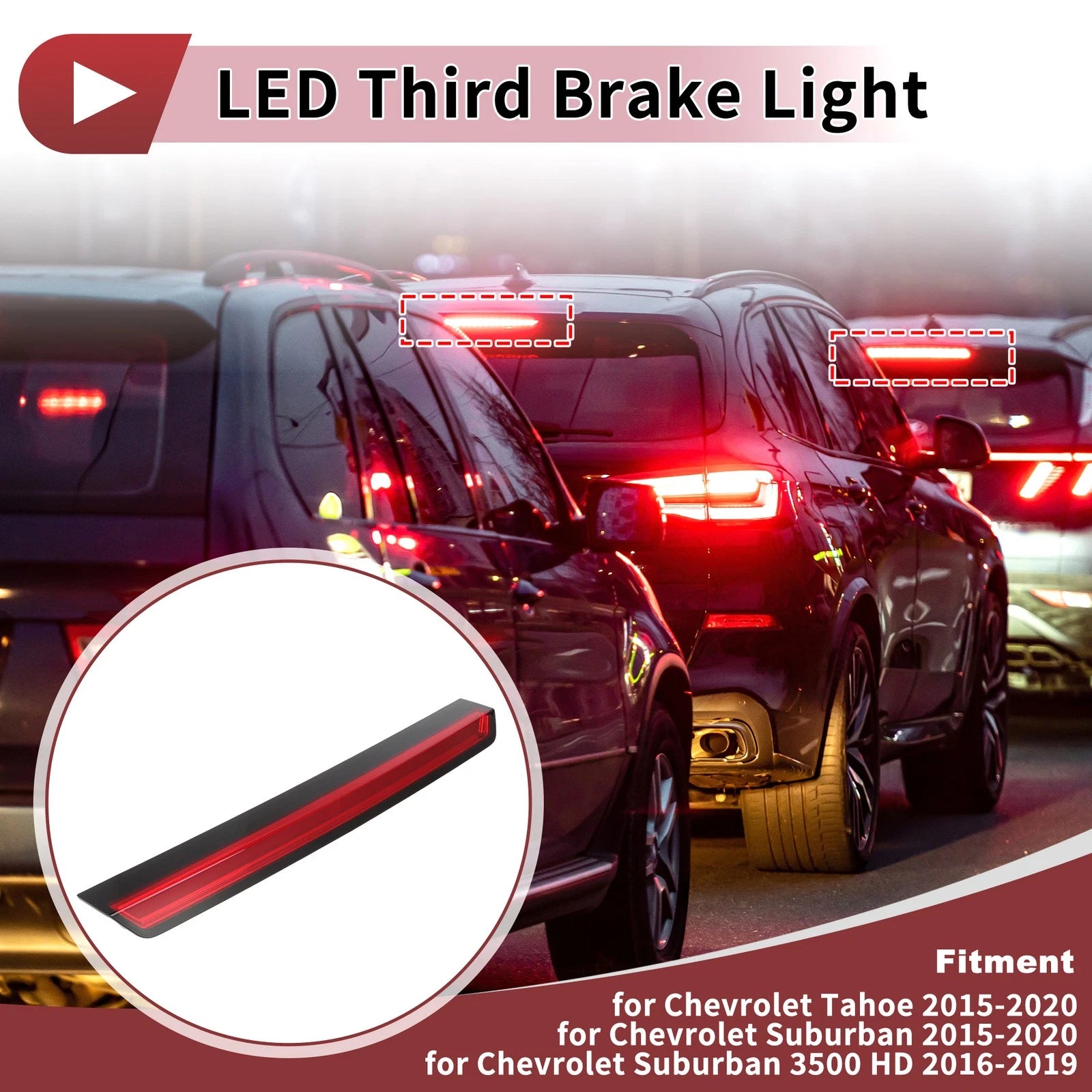 High Mounted LED Third Brake Light Replacement for Chevy Tahoe Suburban (2007–2014)