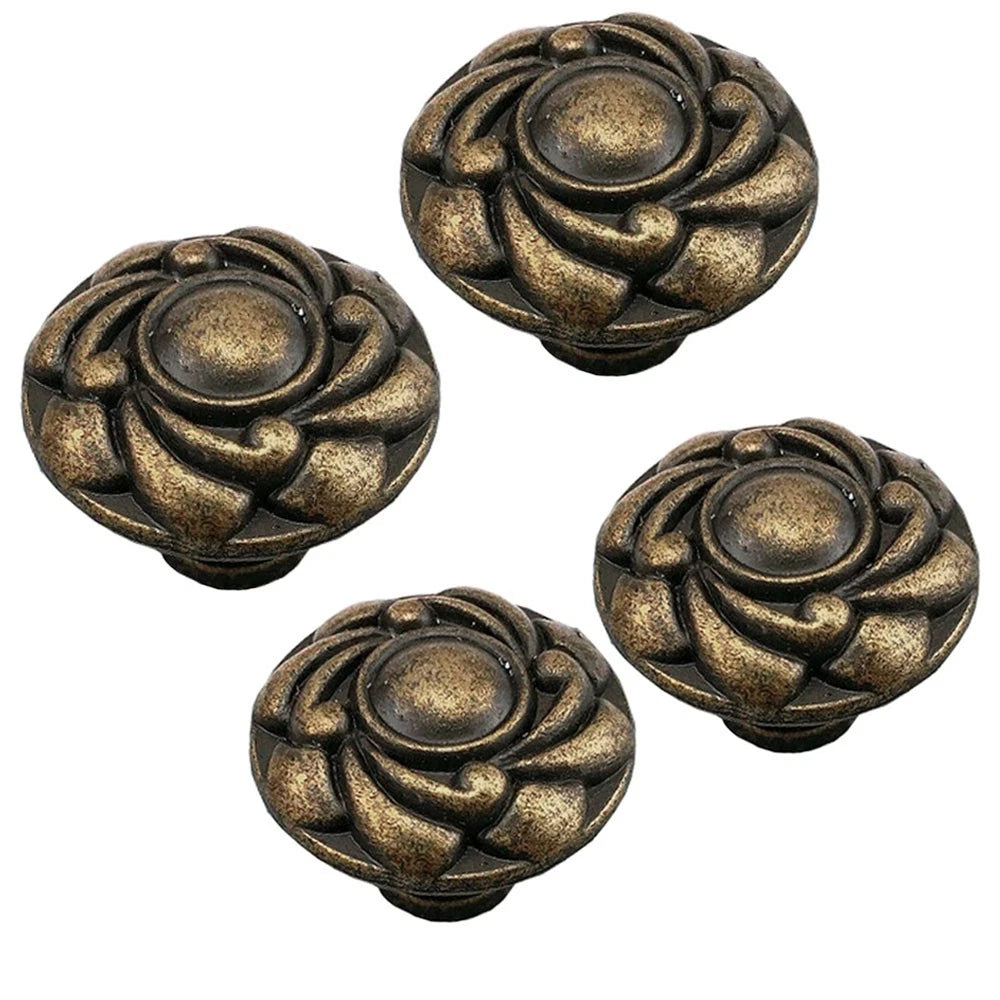 2Pcs Vintage Flower Drawer Knob Pull Handle for Jewelry Box Cabinet Hardware