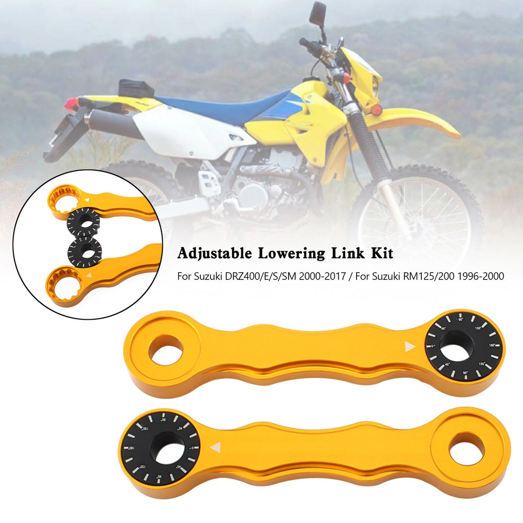Adjustable Lowering Link Kit for Suzuki DRZ400/E/S/SM (2000–2017), RM125/200 (1996–2000) Gold