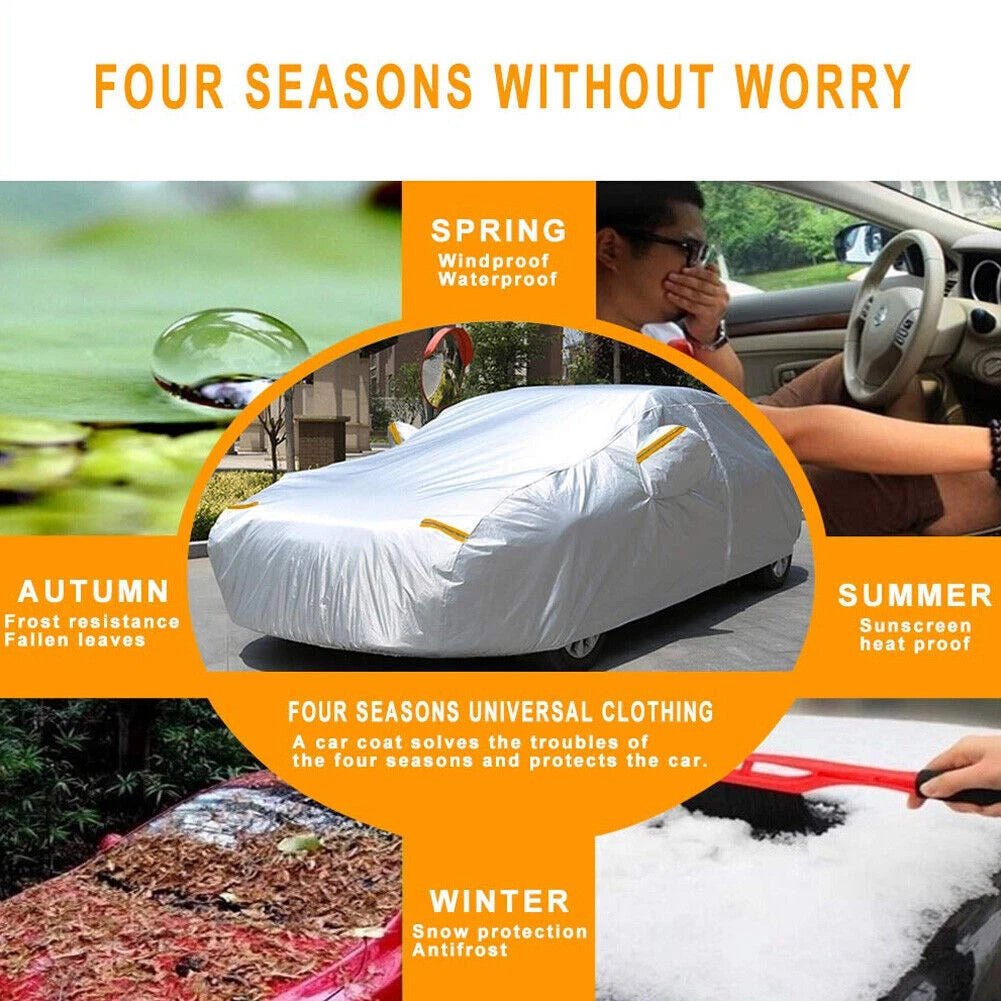 Full Car Cover for Universal Fit (Waterproof, Rain, Dust Protector)