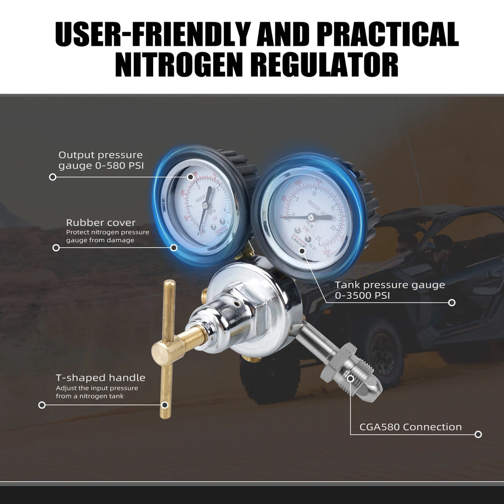 Nitrogen Regulator Shock Fill Tool Kit for ATV UTV (0-380 PSI)