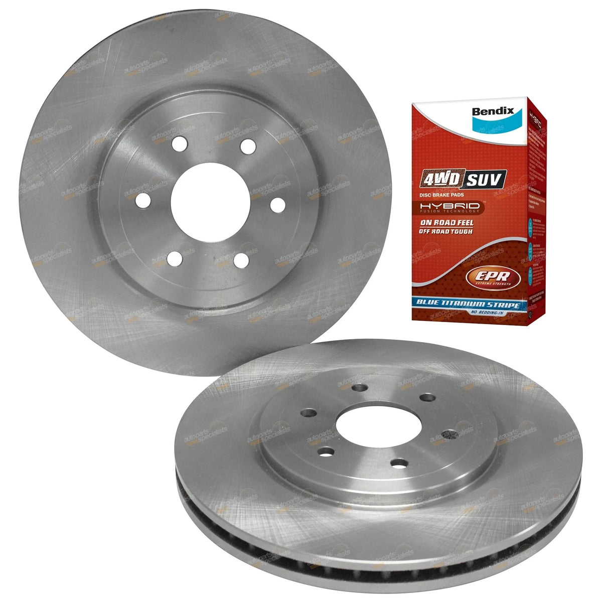 2 Front Disc Brake Rotors + Bendix 4WD Pads for Nissan Navara D40 (2005–2015)