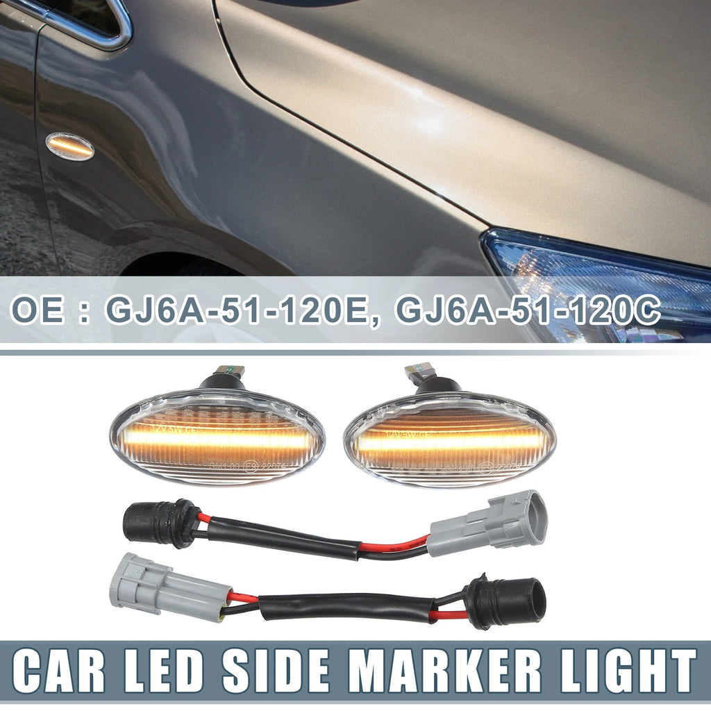 LED Side Marker Amber Light Replacement for Mazda 3 (2004–2009) Clear 1 Pair