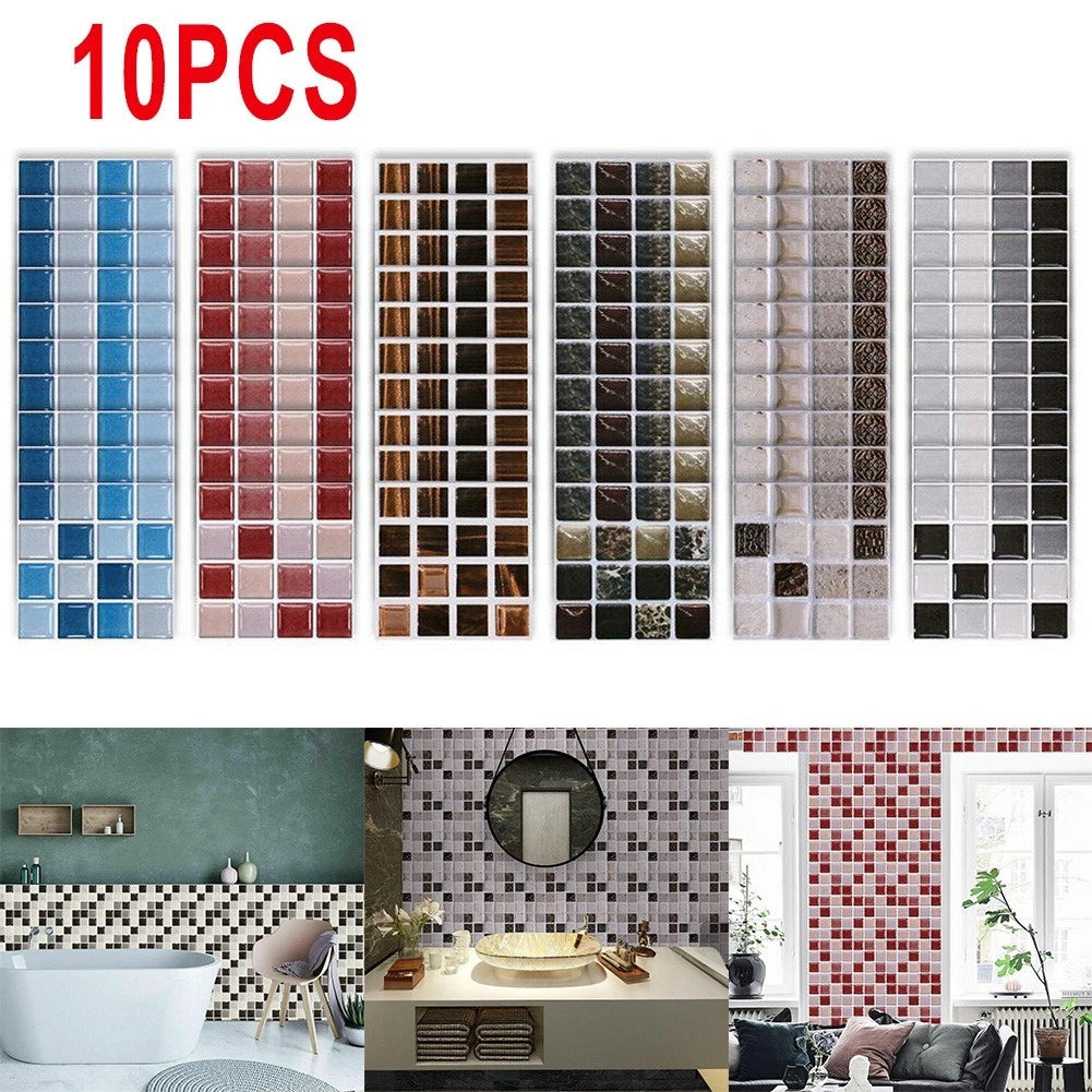 10pcs Mosaic Tile Stickers for Home Decor (No Specific Years)