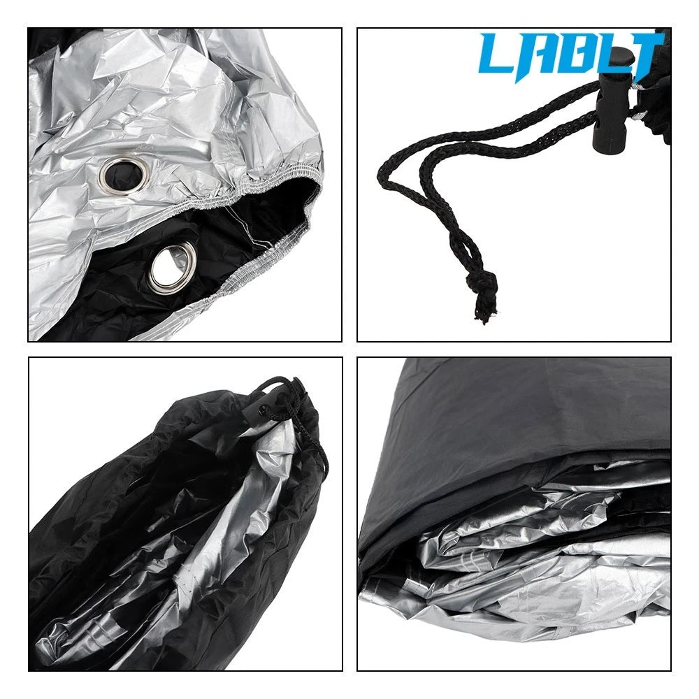 Motorcycle Cover 190T Waterproof for Black And Silver XXXL Size