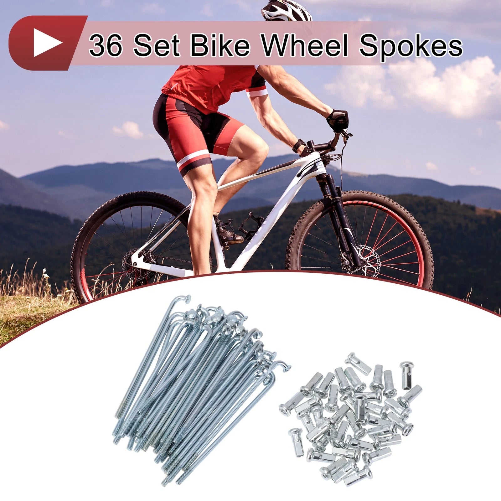 36 Set Bicycle Spokes 69mm Steel Galvanized for 12G Bike Wheels