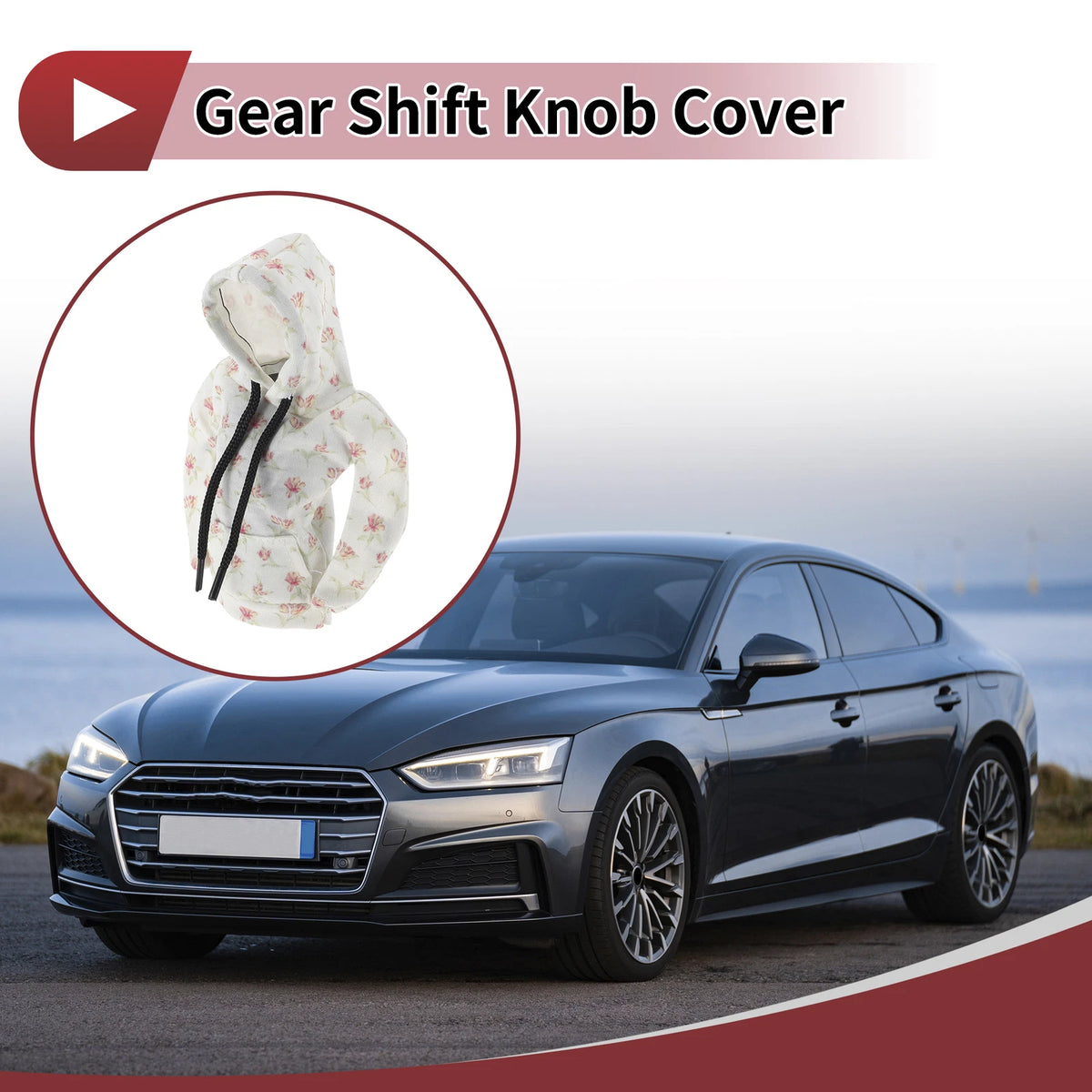 Gear Shift Knob Cover for Universal Car (Beige, Yellow Dots)