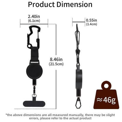 Secure Phone Lanyard with Retractable Steel Line and Locking Carabiner