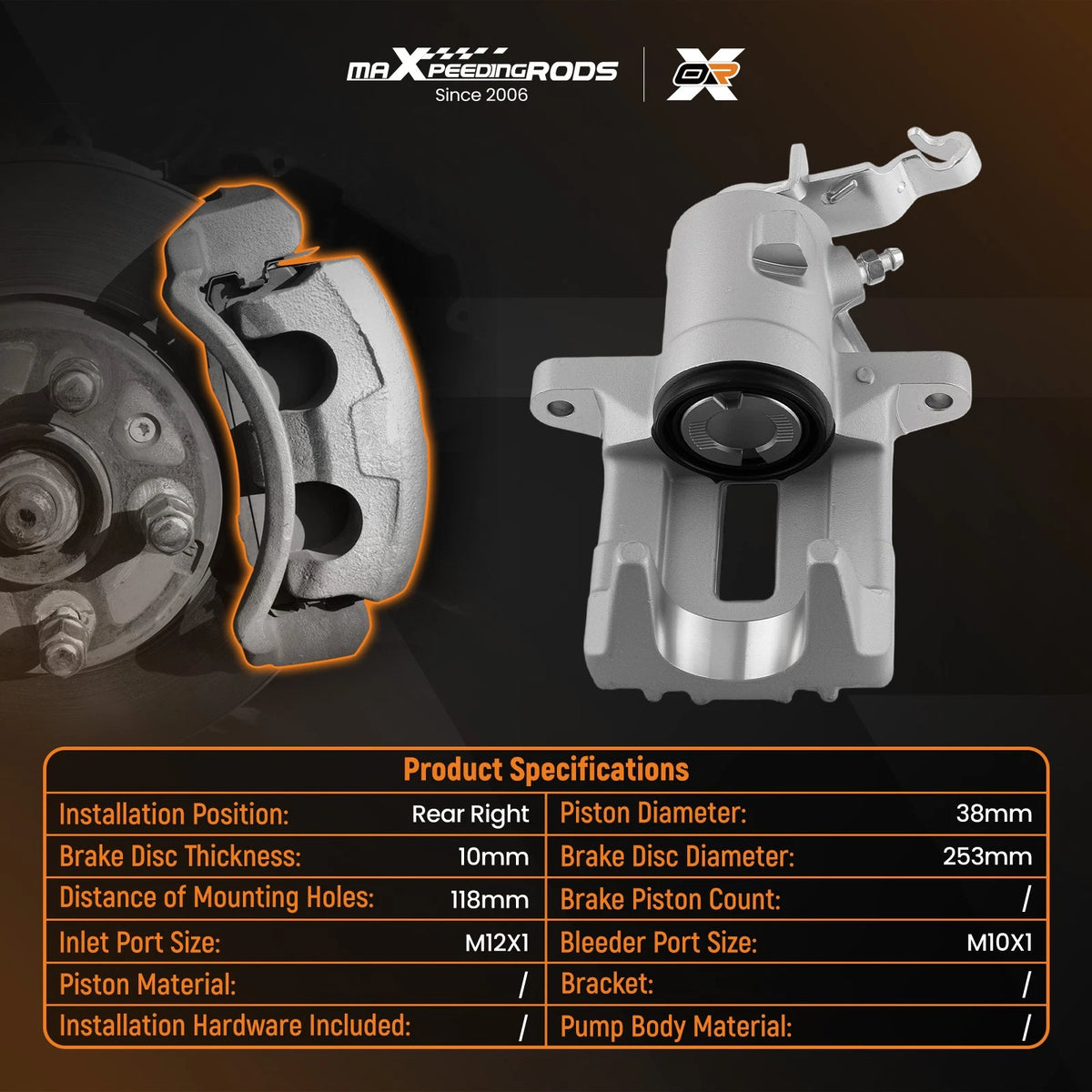 Rear Right Brake Caliper for Audi A3 (2010–2013), Volkswagen Golf (2011) 1K0615424J