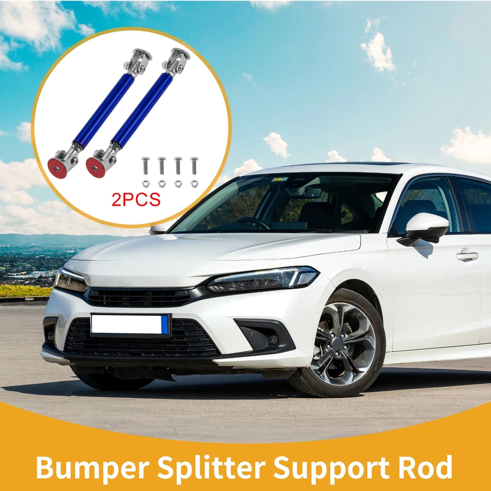 2X Adjustable Front Bumper Lip Splitter Strut for Universal Fit (No Drilling)