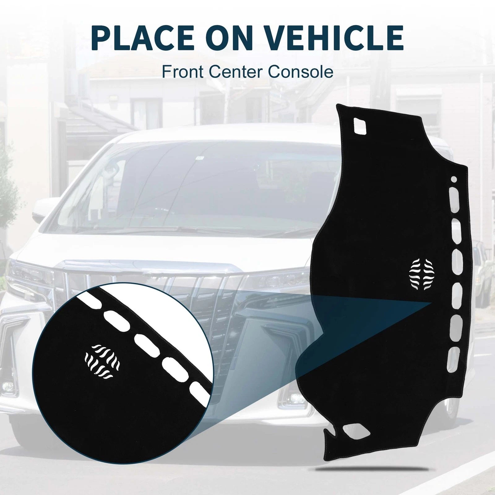 Dashboard Cover Mat for Toyota Vellfire Alphard (1 Set, Black)