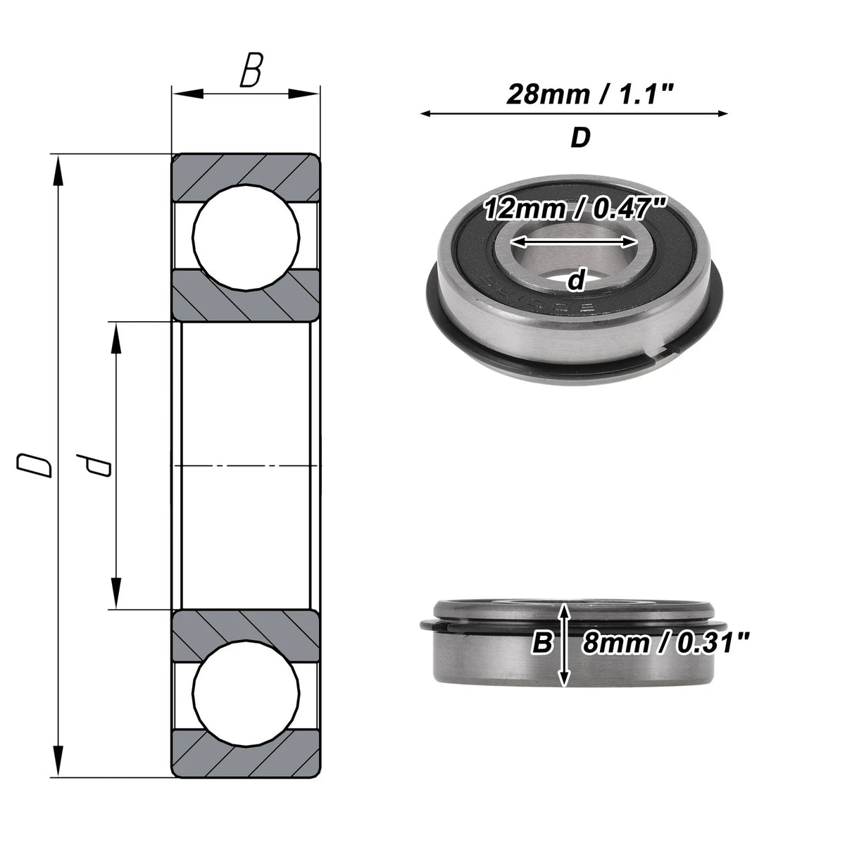 6001NR2RS Deep Groove Ball Bearings for Scooter Skateboard (12x28x8mm)