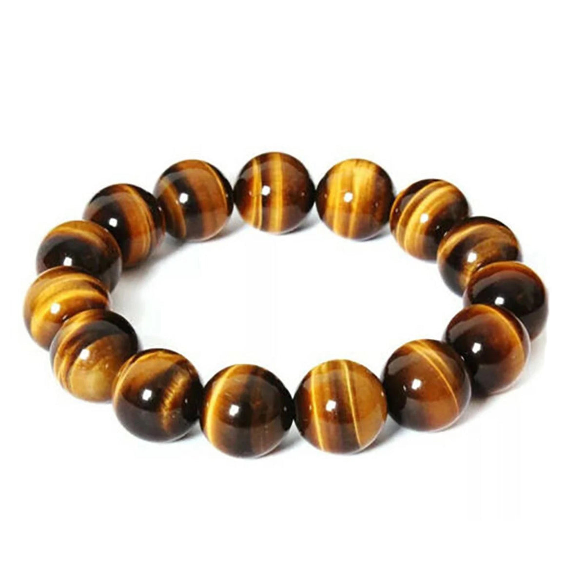 Natural Stone Tiger's Eye Round Beads Bracelet for Unisex
