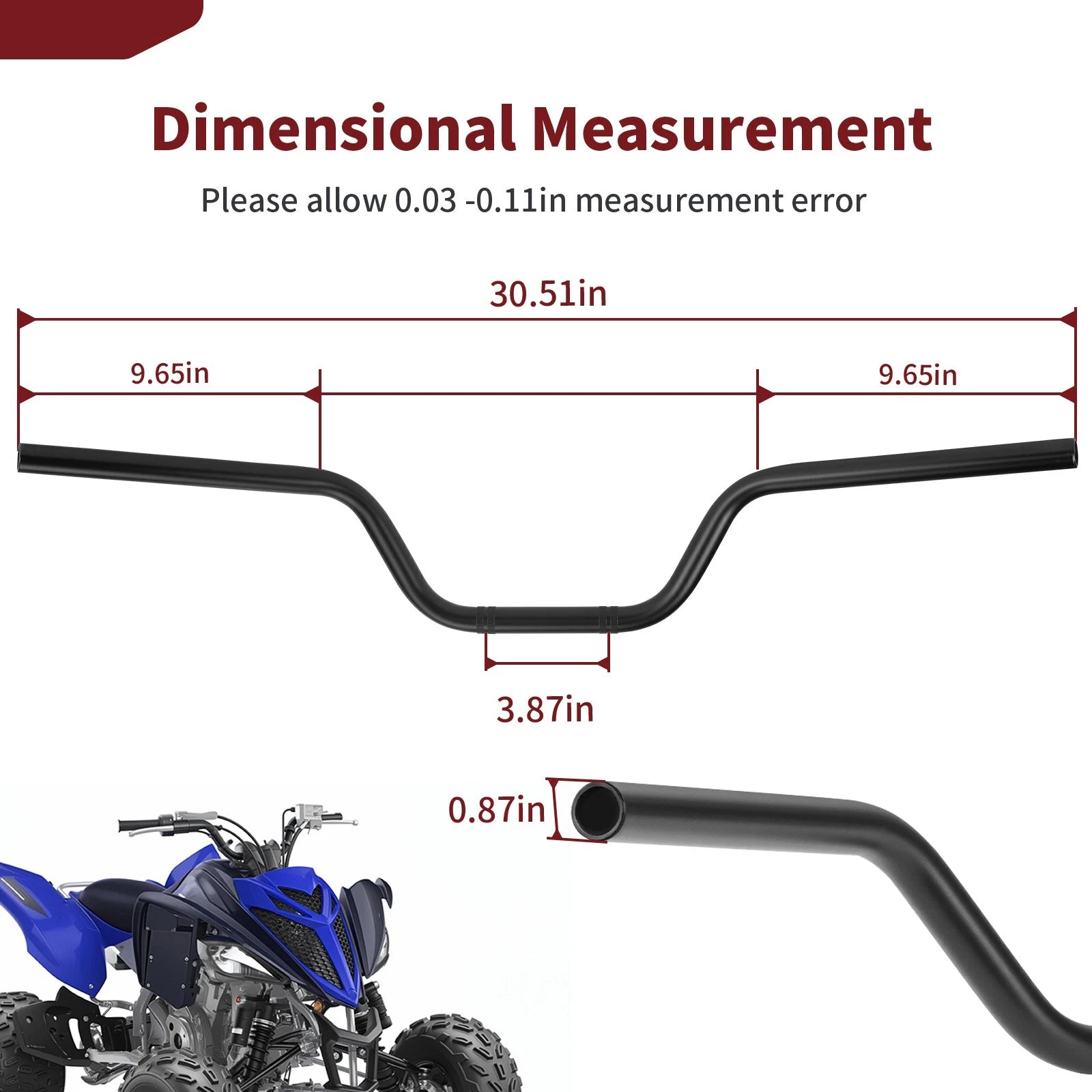 1PE-F6111-00-00 Black HandleBar for Yamaha Raptor 700 700R SE (2013–2024)