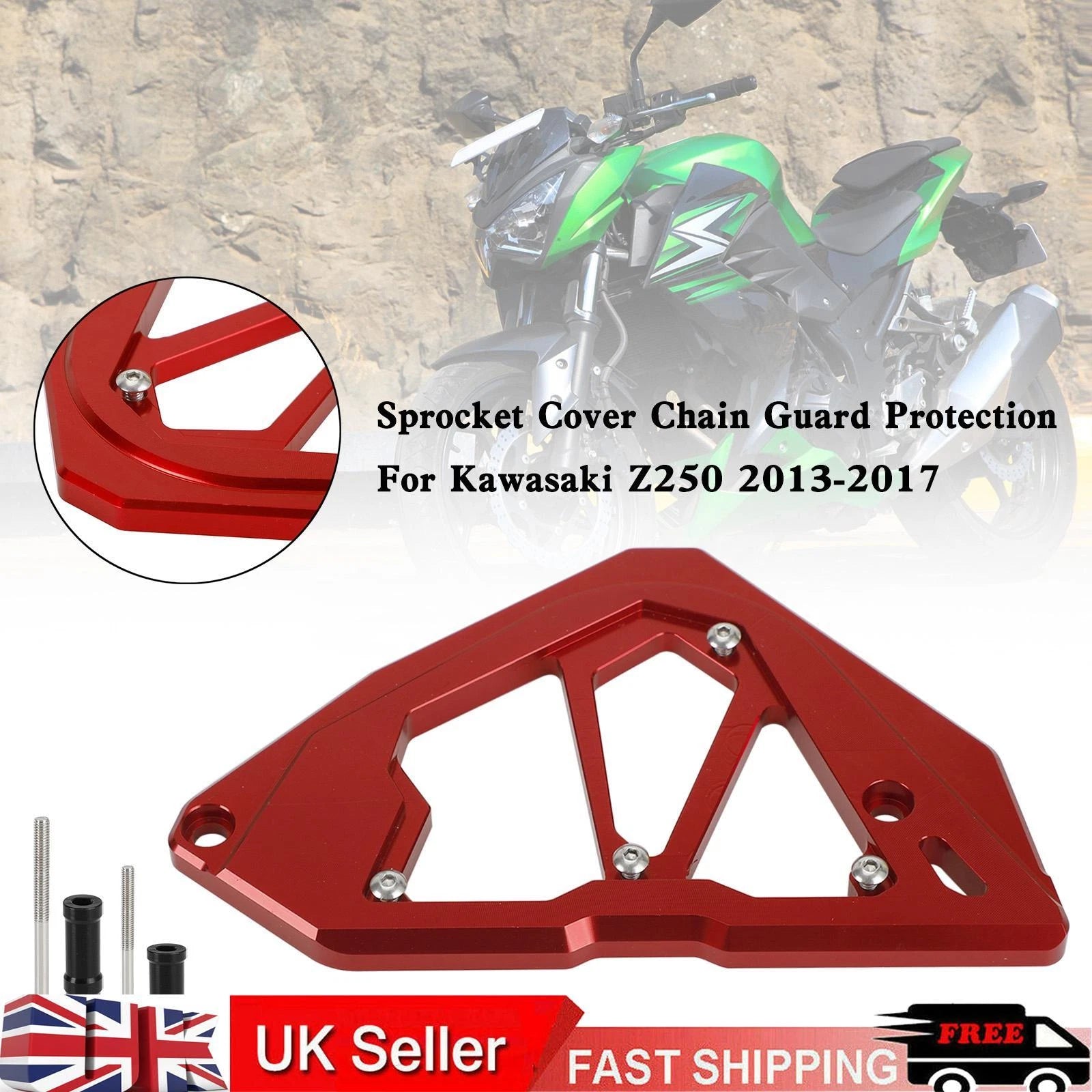 Sprocket Cover Chain Guard for Kawasaki Z250 Z300 Ninja 250 300 (2013–2017) Red T9