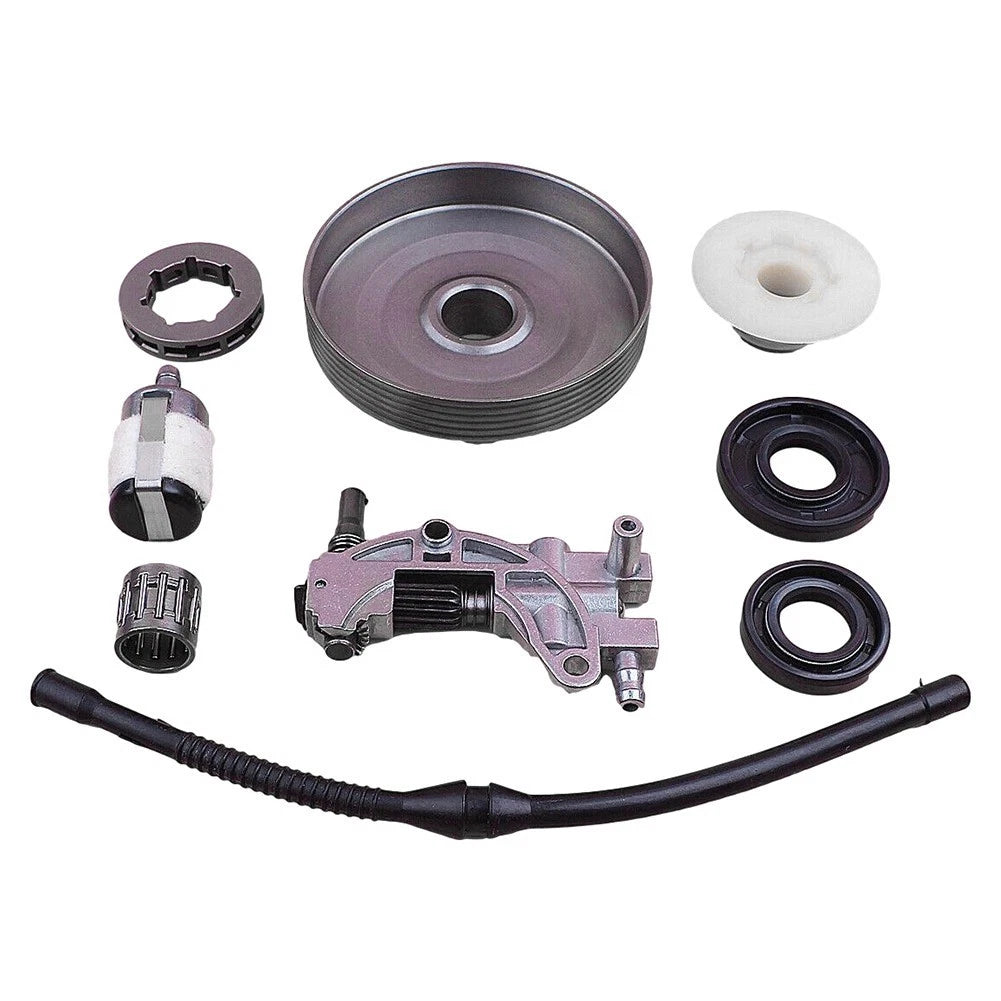 Complete Oiling Set for Chainsaws (Clutch Drum, Sprocket, Rim, Fuel Filter)
