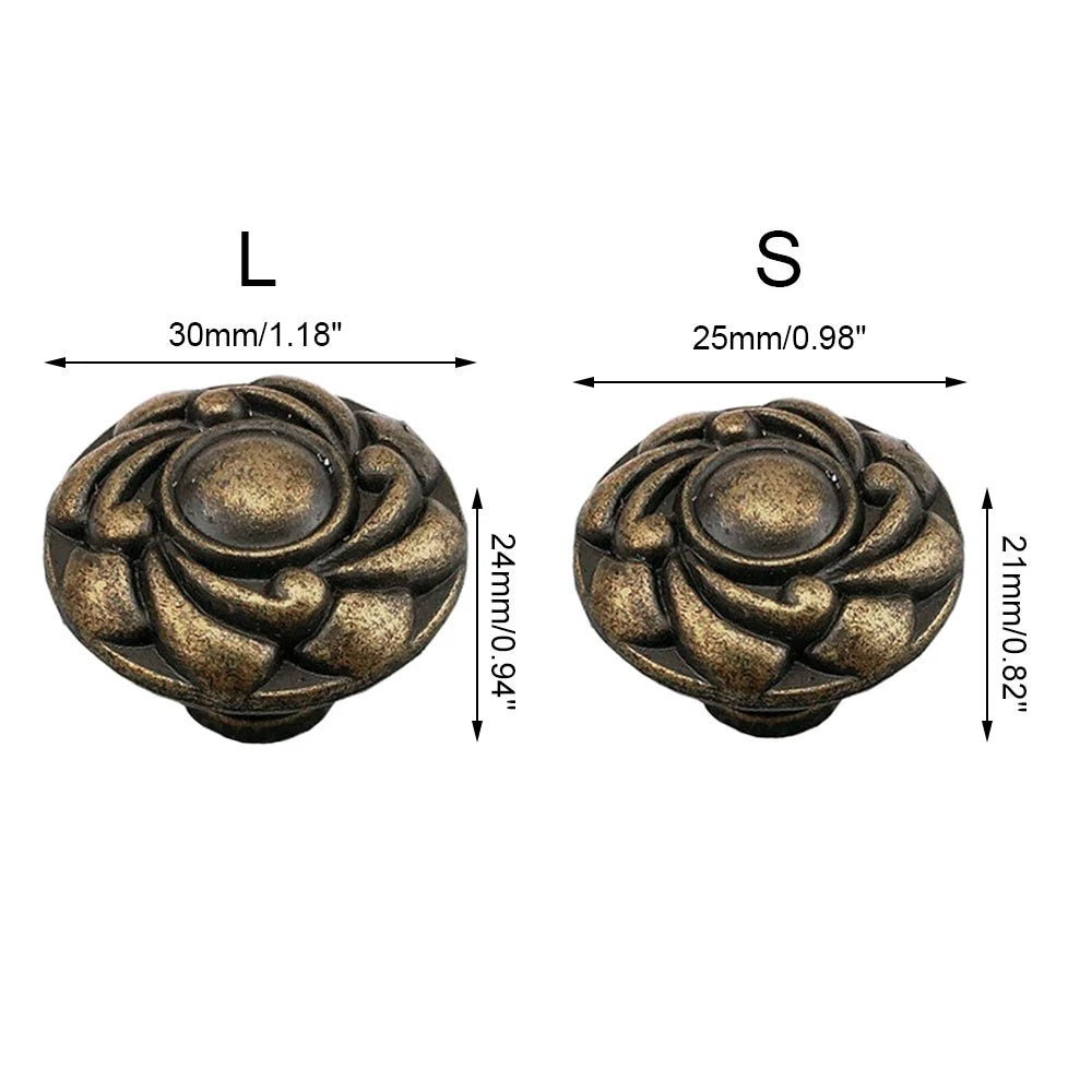2Pcs Vintage Flower Drawer Knob Pull Handle for Jewelry Box Cabinet Hardware