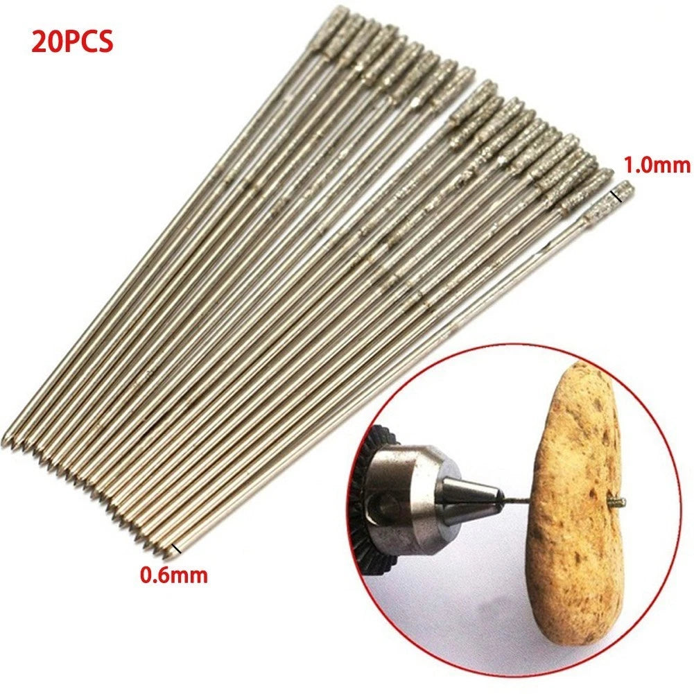 20 Pcs 1mm Diamond Drill Bit Set for Jewelry Making