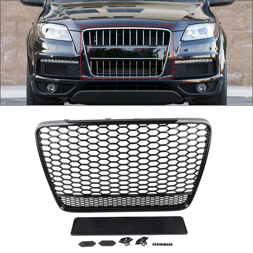 1 Piece Front Bumper Radiator Mesh Grille Glossy Black for Audi Q7 (2005–2015)