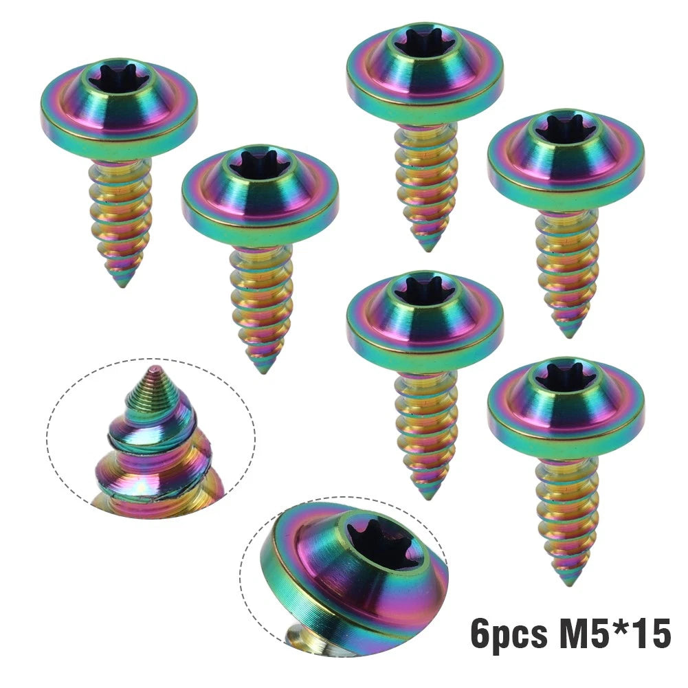 Set of 6 Titanium M5x15mm Torx Head Self Tapping Screws Fasteners