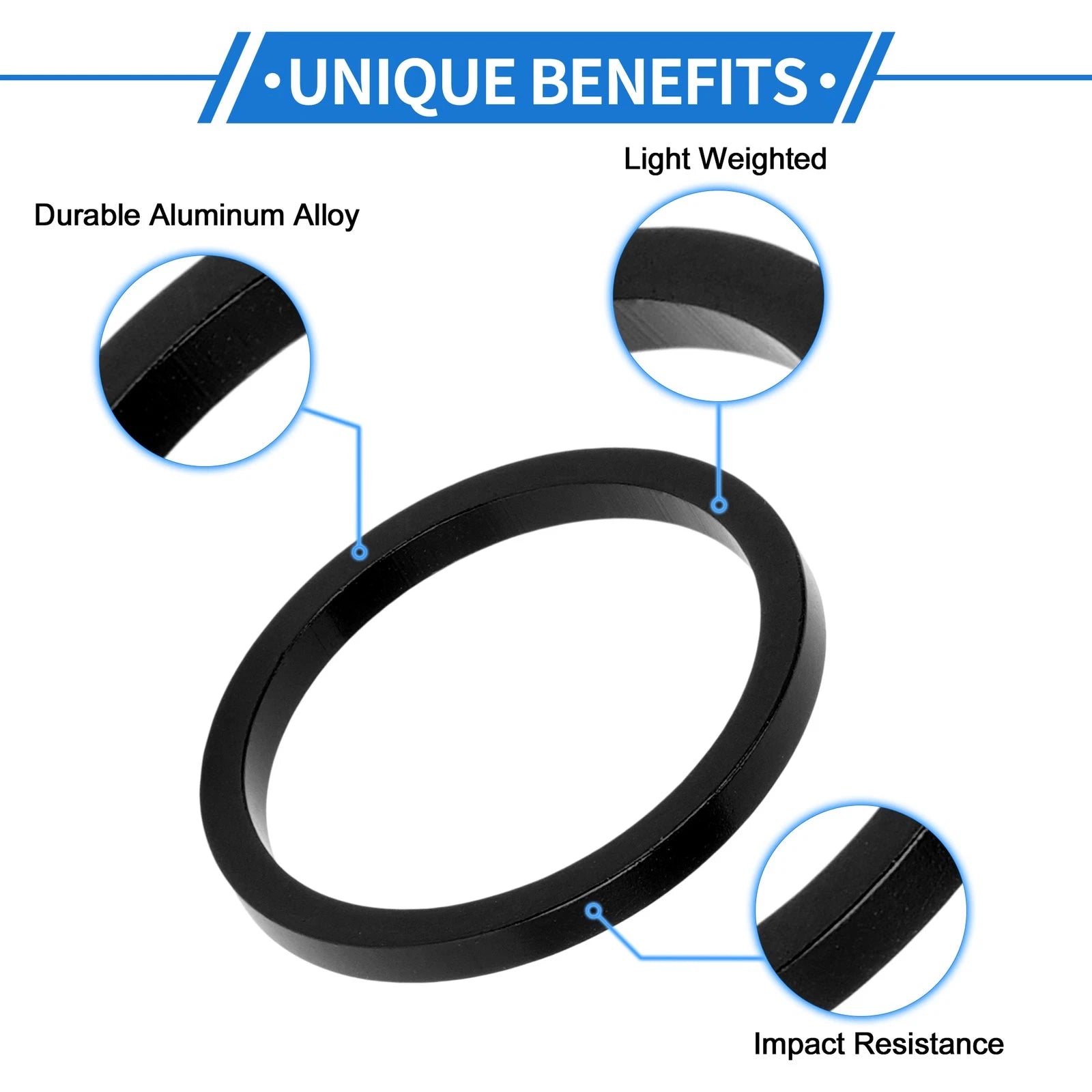Headset Spacer 3mm Front Fork Washer for 1-1/8" Aluminum Alloy Stem (Black)