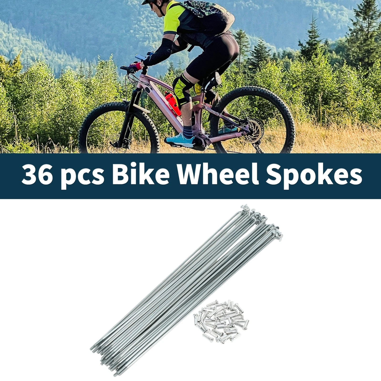 Bicycle Spoke Nipples Set 195mm Galvanized Steel for Universal Use (Universal)