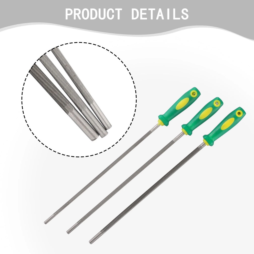 Chainsaw sharpening files set of 3 for woodwork