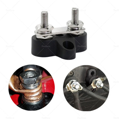 Dual M6 Power Distribution Bus Bar Terminal Block - Black
