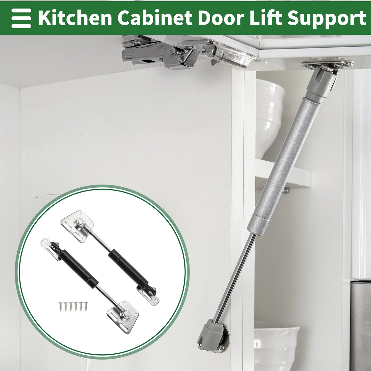 Set of 2 Lift Support Struts 6" Black for Kitchen Cabinet Door