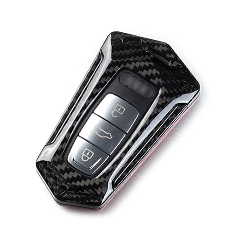 Carbon Fiber Key Fob Cover Case Shell fit Audi A6 A7 A8 Q8 Red Black