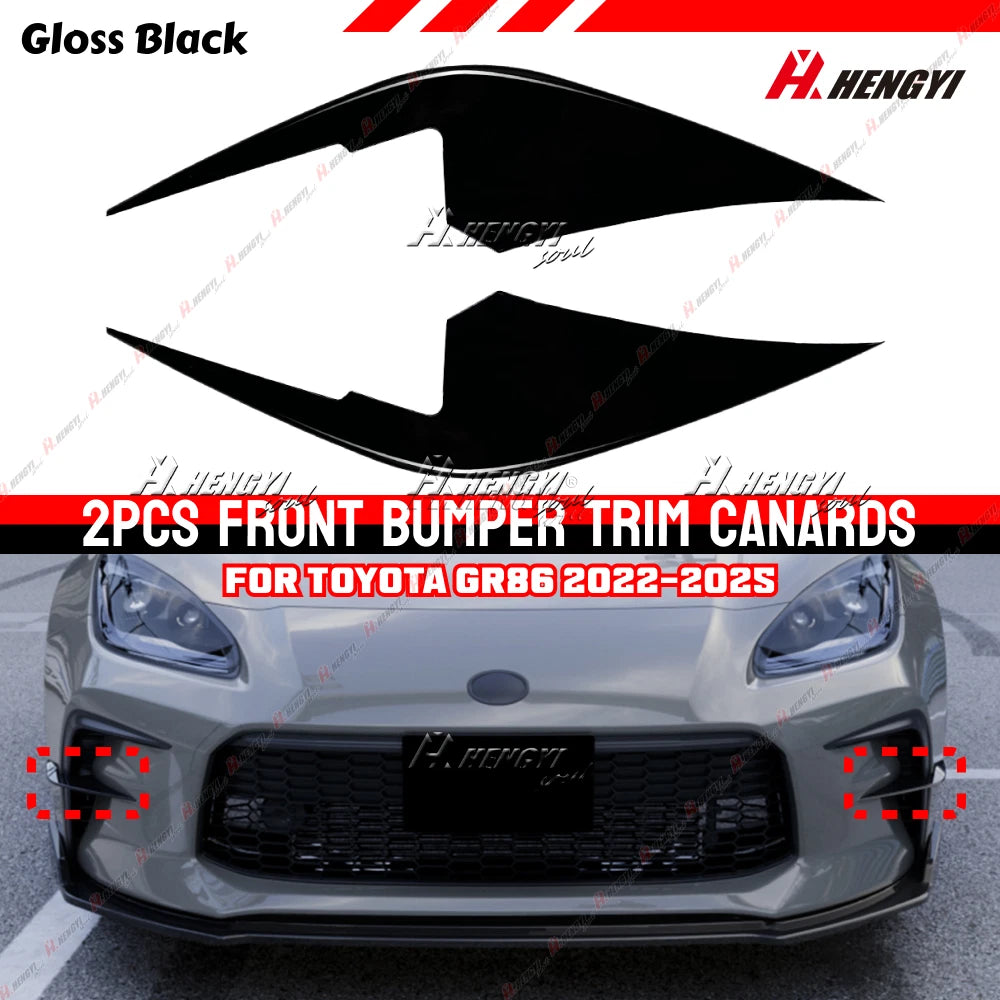Black ABS Front Bumper Side Vent Fin Canards Splitter for Toyota GR86 (2022–2025)