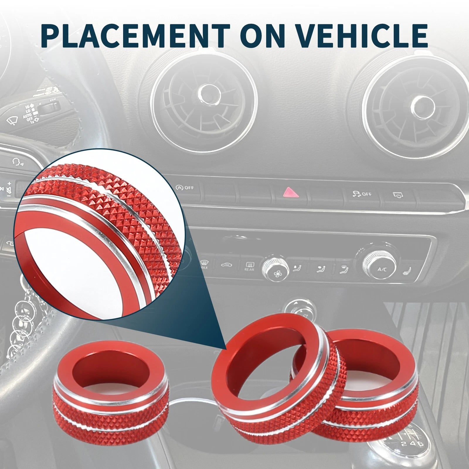 AC Climate Heater Switch Knob Cover Ring Replacement for Audi A3 8V (2014–2020)