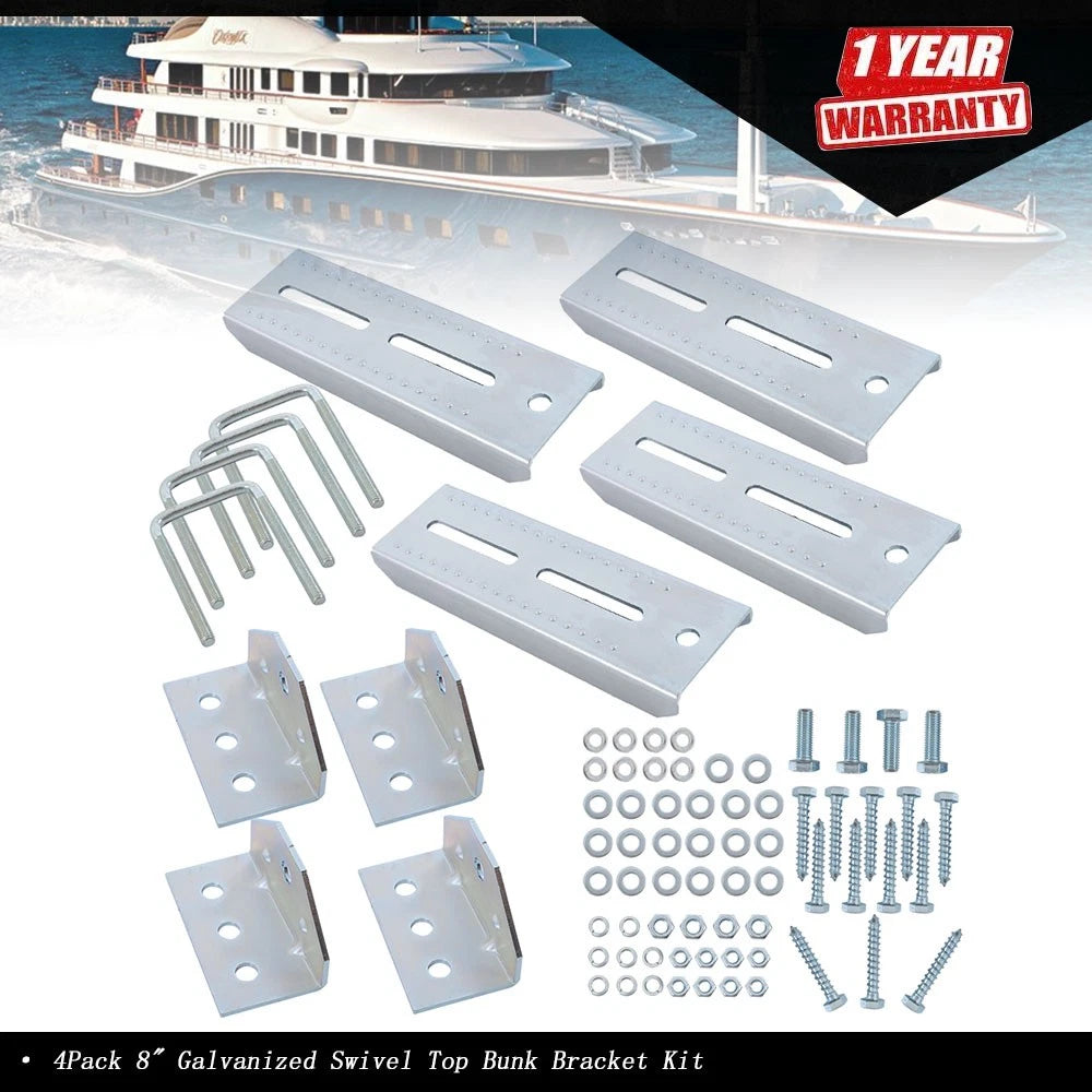 Set of 4 Galvanized Swivel Top Bunk Bracket Kit for Boat Trailer 2x3