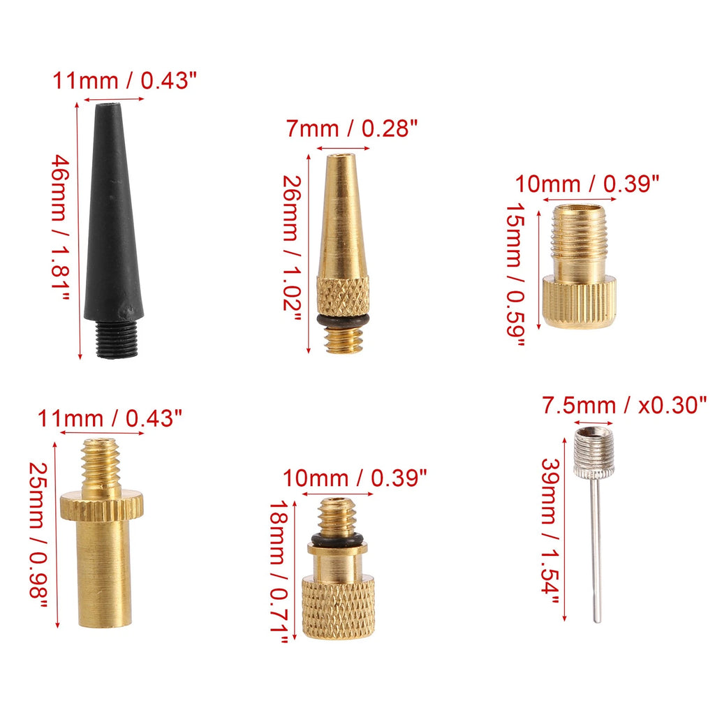 Bicycle Tire Valve Adapter Kit with Inflation Needles for Schrader Presta (--)