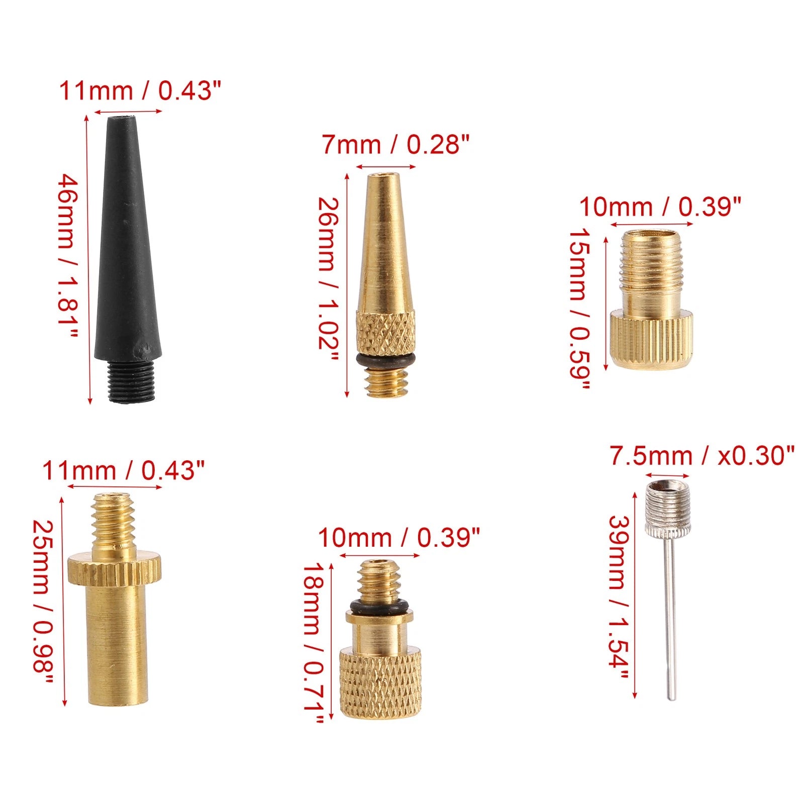 Bicycle Tire Valve Adapter Kit with Inflation Needles for Schrader Presta (--)