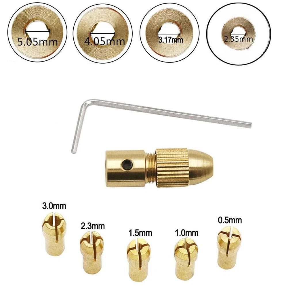 Mini Drill Chucks Adapter Set of 4 (2.35/3.17/4.05/5.05mm) Gold Color